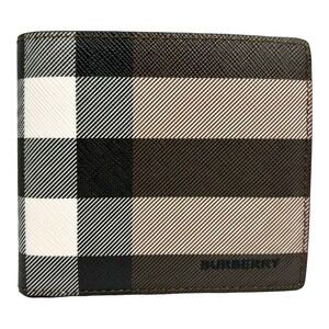 Burberry Check Compartment Giant Brown Bi Wallet Black